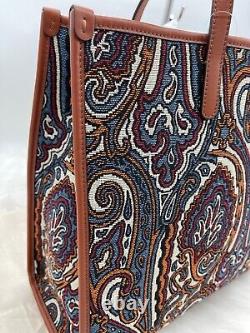 AUTH NWT $710 Etro Large Needlepoint Paisley Canvas Tote Shopper Bag In Multi
