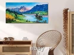 Ardemy Nature Mountain Canvas Wall Art National Park Painting Fall Lake Blue