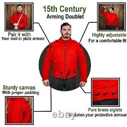 Arming Doublet Canvas Cotton Medieval 15th Century Viking Handmade Pourpoint Red