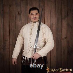 Arming Doublet Medieval Knight SCA Handmade Pourpoint Canvas Cotton Costume Ecru