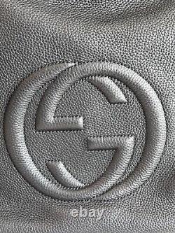 Authentic Gucci Soho Black Leather Convertible Hobo Large Shoulder Handbag