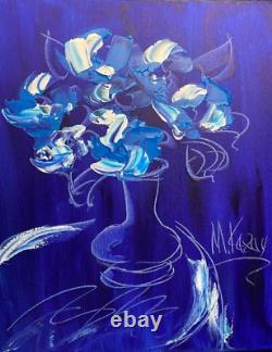 BLUE ROSES Large Abstract Modern Original Oil Painting CANVAS SDFBB