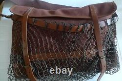 Barbour-cotton Canvas Bag With Front Net- Xl- Rare -made In Scotland