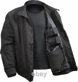 Black Concealed Carry Padded Military Jacket