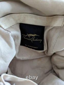 Burberry Vintage Large Navy White Striped Cotton Canvas Shoulder Handbag Tote
