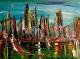 Cityscape Artwork Large Abstract Modern Original Oil Painting G79h798t7