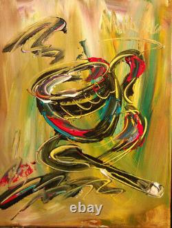 COFFEE ART ARTWORK Large Abstract Modern Original Oil Painting CTCIYTF