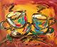 Coffee Cups For Two Abstract Painting Expressionist Modern Art Large Vtjy7976