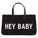 Canvas Tote Black Genuine Leather Large Capacity Shopping Bag Hey Baby 2 Pack