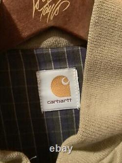 Carhartt Men's Vintage Tan Canvas Lined Jacket Large