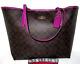 Coach 5696 Large City Tote Bown Signature Canvas Dark Magenta Leather Nwt $398