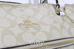 Coach F79609 Signature Coated Canvas Leather Khaki/Saddle Gallery Tote Handbag