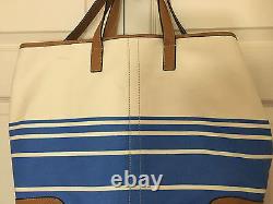 Coach white with blue stripes canvas bag