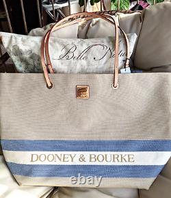 Dooney & Bourke Large Addison Shopper Snap Tote Beige/Navy MSRP $238 NWT