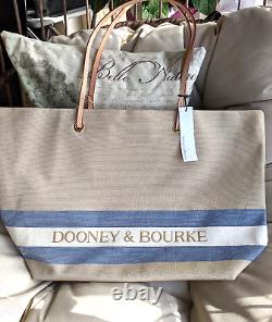 Dooney & Bourke Large Addison Shopper Snap Tote Beige/Navy MSRP $238 NWT