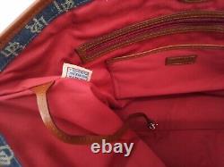 Dooney & Bourke NAVY CANVAS & Leather Signature Shopper TOTE Satchel Purse Bag