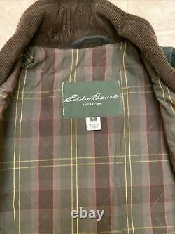 Eddie Bauer jacket Mens Large Canvas Waxed Cotton liner Green USA