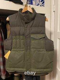 FILSON DOWN WAXED CRUISER VEST OTTER GREEN BROWN Large L With Tags
