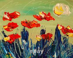 FLOWERS FIELD LANDSCAPE ART Large Abstract Modern Original Oil Painting GYIITF