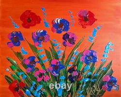 Flowers Impressionist Large Original Oil Painting 4y6hthr