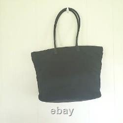 GUCCI Solid Black Shoulder Tote Bag Large XL Handbag Nylon Travel Weekend Purse