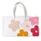 Genuine Leather Handles Tote Bag Large Cotton Canvas 20in X 11in Flowers 2 Pack