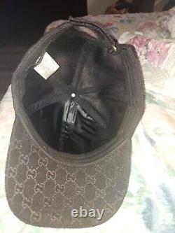 Gucci Original GG Canvas Baseball Hat Cap BLACK WITH BROWN PATCH monogram logo
