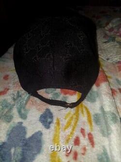 Gucci Original GG Canvas Baseball Hat Cap BLACK WITH BROWN PATCH monogram logo