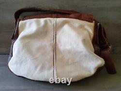 Lucky Brand Dungarees Canvas Leather Tan Cream Shoulder Bag New with Tags Adjust
