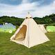 Outdoor Cotton Canvas 2-3 Person Pyramid Tent With Double Door Campig Tipi Tent