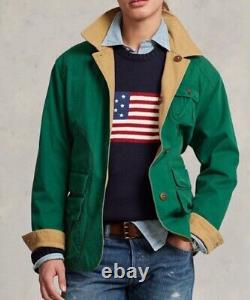 Polo Country Ralph Lauren Reversible Canvas Utility Jacket Khaki/ Green Sz L NWT