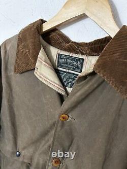 Polo Ralph Lauren Polo Country Wax Jacket Mens Large Brown Oil Cloth Biker 90's