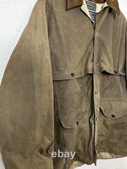 Polo Ralph Lauren Polo Country Wax Jacket Mens Large Brown Oil Cloth Biker 90's
