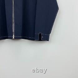 Prada Triangle Logo Stretch Cotton Shirt Overshirt Hooded Long Sleeve Navy Sz L