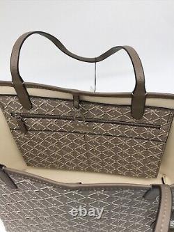Ralph Lauren Collins 32 Large Coated Canvas Logo Tote Taupe & Creme