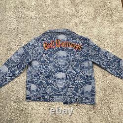 Robert Graham X Def Leppard Jacket Mens Size L Blue Skull Rock 90s Retro Music