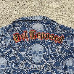 Robert Graham X Def Leppard Jacket Mens Size L Blue Skull Rock 90s Retro Music