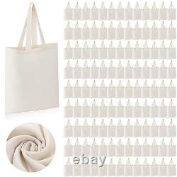 Roowest 200 Pcs Blank Cotton Canvas Tote Bags Bulk Large, Natural Color