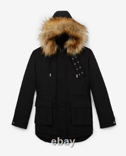 THE KOOPLES 725$ Black Cotton Parka With Faux Fur Collar size 2 fits As large