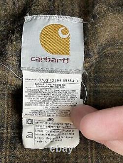 VTG Carhartt C52 CHT Duck Canvas Blanket Lined Chore Barn Coat Jacket Large