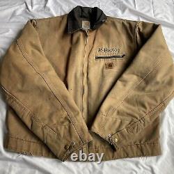 VTG Carhartt J97 BRN Blanket Lined Canvas Detroit Jacket Size L Regular Brown