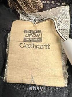 VTG Carhartt V02 CHT Faded Heather Brown Canvas Distressed Quilt Lined Vest LT