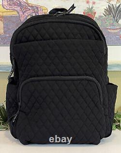 Vera Bradley Large Essential Backpack Black Quilted Laptop Bag Work Tote Travel