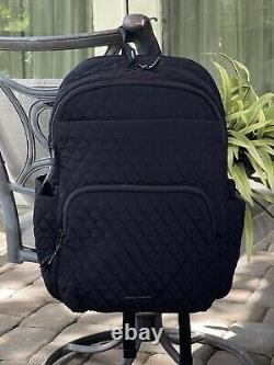 Vera Bradley Large Essential Backpack Black Quilted Laptop Bag Work Tote Travel
