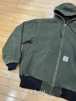 Vintage Carhartt Canvas Duck Jacket Mens Large Green Union Hoodie 90s USA