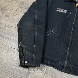 Vintage Carhartt Detroit Jacket Adult Large Tall Black Blanket Lined Embroidered