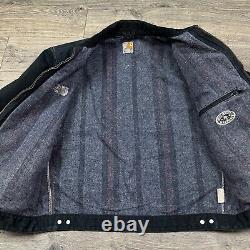 Vintage Carhartt Detroit Jacket Adult Large Tall Black Blanket Lined Embroidered