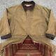 Vtg Ll Bean Canvas Duster Trench Coat / Jacket Mens Large Barn Chore Aztec Lined