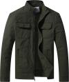 Wenven Men's Cotton Canvas Lightweight Military Jacket Casual Field Windbreaker
