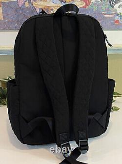 Grand sac à dos essentiel Vera Bradley noir matelassé pour ordinateur portable, sac de travail, sac de voyage